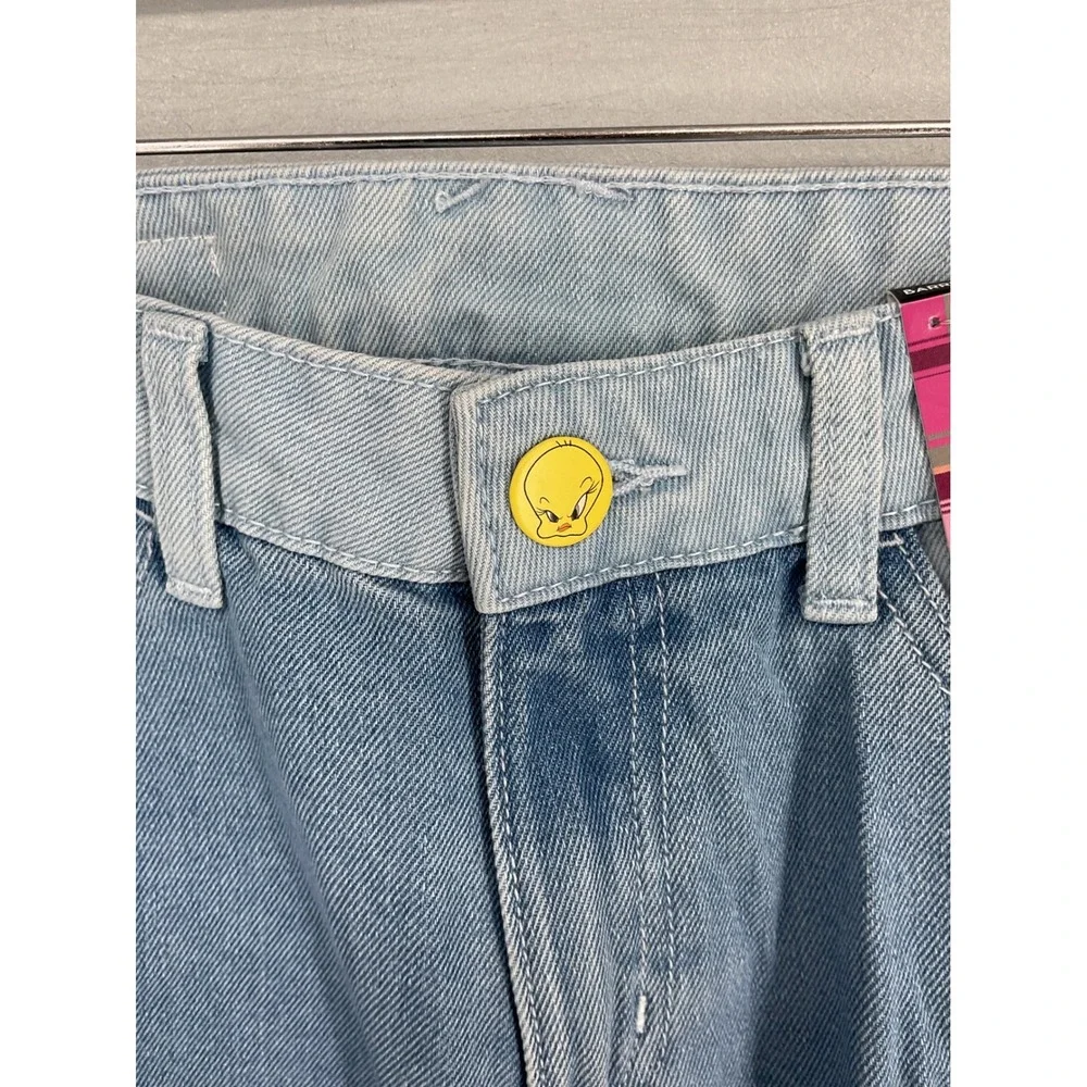 Justice Girls Looney Tunes Cargo Barrel Jeans Bugs Bunny Lola Blue 14 Slim NWT